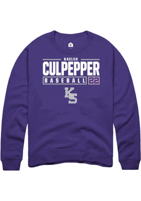 Kaelen Culpepper Rally Mens Purple K-State Wildcats NIL Stacked Box Crew Sweatshirt