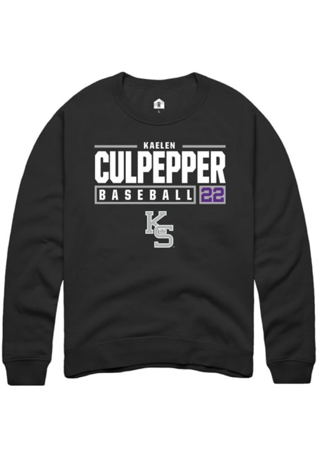 Kaelen Culpepper Rally Mens Black K-State Wildcats NIL Stacked Box Crew Sweatshirt