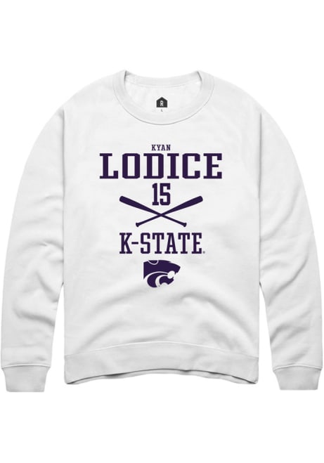 Kyan Lodice Rally Mens White K-State Wildcats NIL Sport Icon Crew Sweatshirt