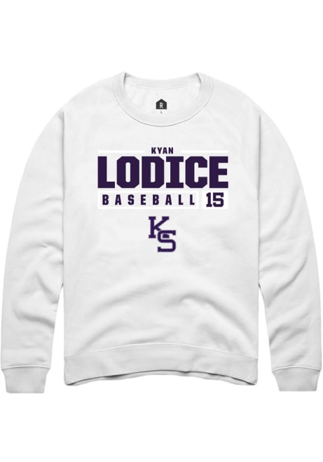 Kyan Lodice Rally Mens White K-State Wildcats NIL Stacked Box Crew Sweatshirt