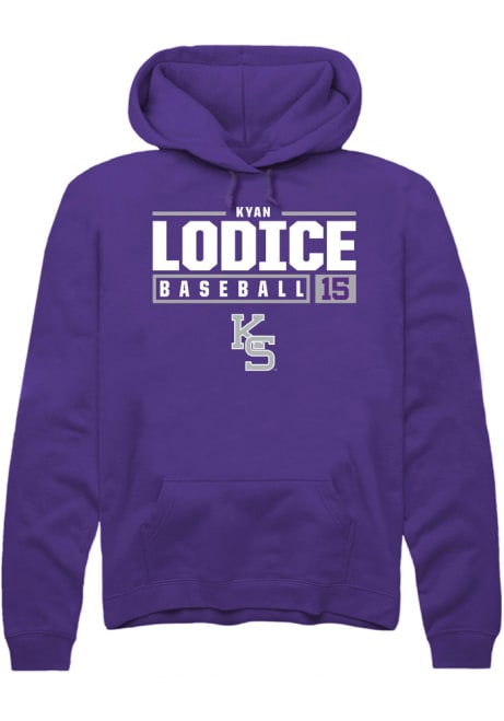 Kyan Lodice Rally Mens Purple K-State Wildcats NIL Stacked Box Hooded Sweatshirt