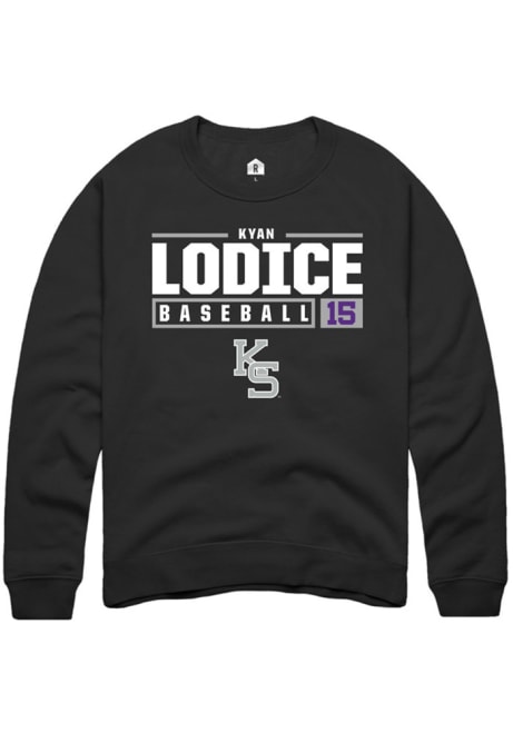 Kyan Lodice Rally Mens Black K-State Wildcats NIL Stacked Box Crew Sweatshirt