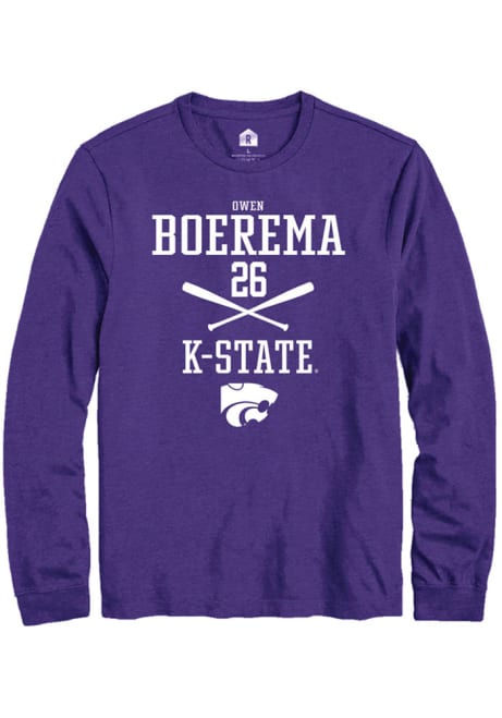 Owen Boerema Rally Mens Purple K-State Wildcats NIL Sport Icon Tee