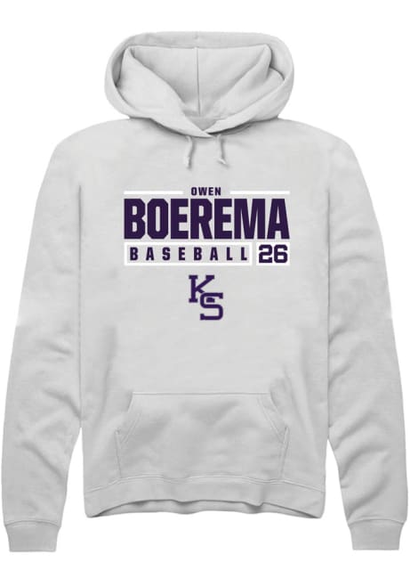 Owen Boerema Rally Mens White K-State Wildcats NIL Stacked Box Hooded Sweatshirt