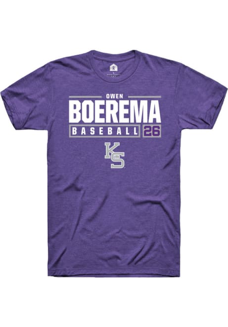 Owen Boerema Purple K-State Wildcats NIL Stacked Box Short Sleeve T Shirt
