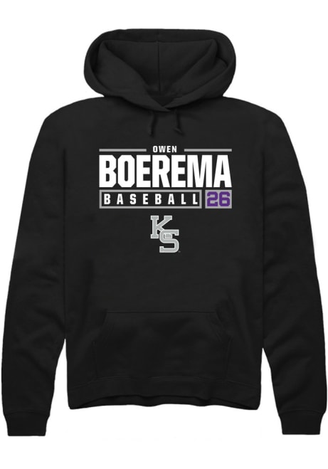 Owen Boerema Rally Mens Black K-State Wildcats NIL Stacked Box Hooded Sweatshirt