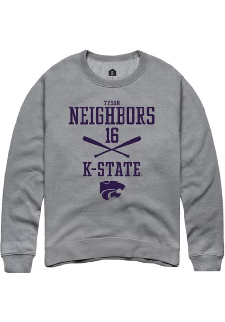 Tyson Neighbors Rally Mens Graphite K-State Wildcats NIL Sport Icon Crew Sweatshirt