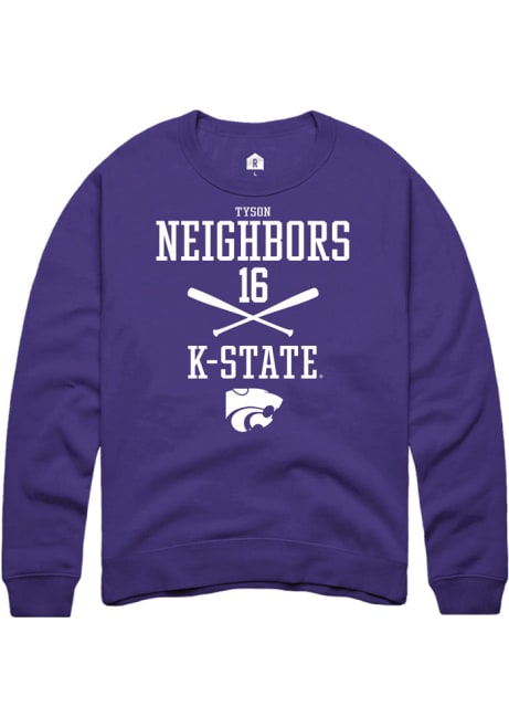 Tyson Neighbors Rally Mens Purple K-State Wildcats NIL Sport Icon Crew Sweatshirt