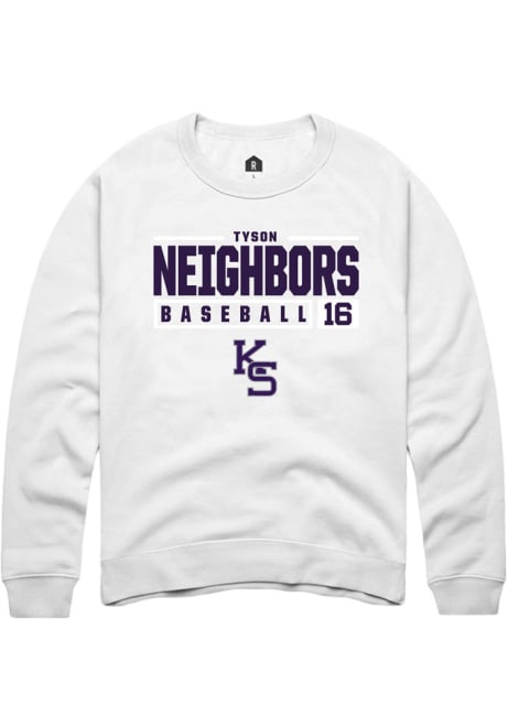 Tyson Neighbors Rally Mens White K-State Wildcats NIL Stacked Box Crew Sweatshirt