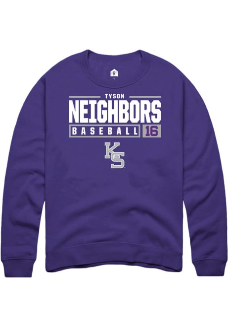 Tyson Neighbors Rally Mens Purple K-State Wildcats NIL Stacked Box Crew Sweatshirt