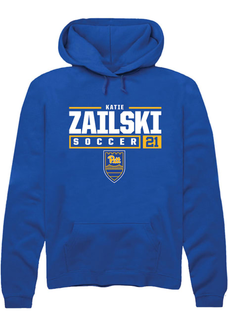 Katie Zailski Rally Mens Blue Pitt Panthers NIL Stacked Box Hooded Sweatshirt