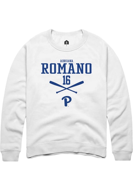 Adriana Romano Rally Mens White Pitt Panthers NIL Sport Icon Crew Sweatshirt