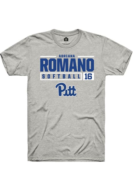 Adriana Romano Ash Pitt Panthers NIL Stacked Box Short Sleeve T Shirt