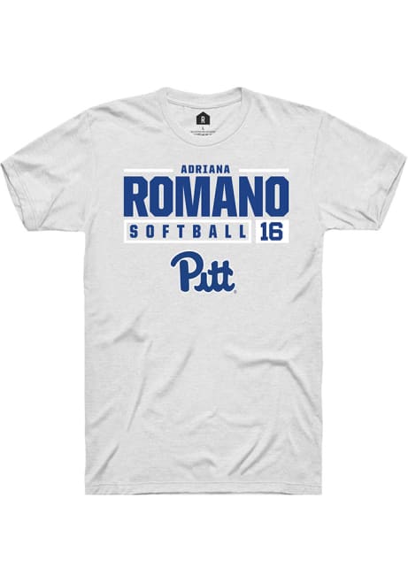 Adriana Romano White Pitt Panthers NIL Stacked Box Short Sleeve T Shirt