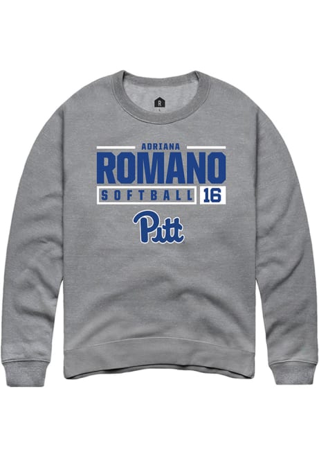 Adriana Romano Rally Mens Graphite Pitt Panthers NIL Stacked Box Crew Sweatshirt