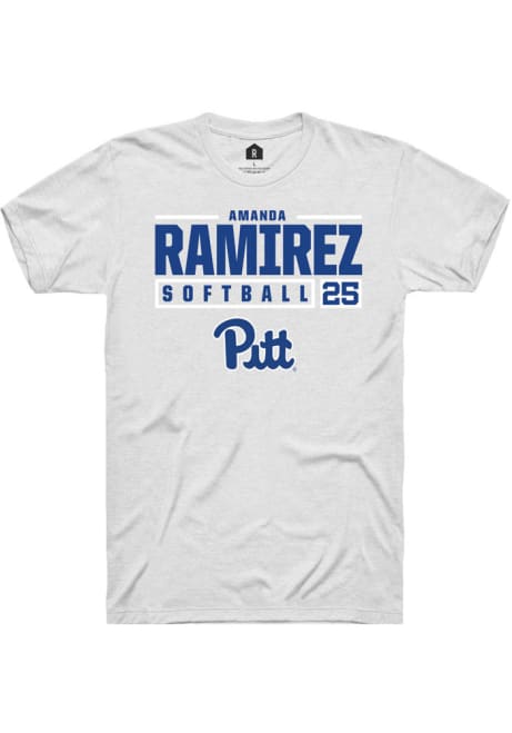 Amanda Ramirez White Pitt Panthers NIL Stacked Box Short Sleeve T Shirt