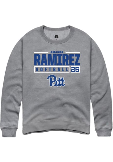 Amanda Ramirez Rally Mens Graphite Pitt Panthers NIL Stacked Box Crew Sweatshirt