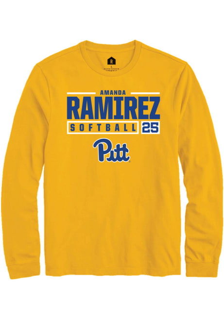 Amanda Ramirez Rally Mens Gold Pitt Panthers NIL Stacked Box Tee