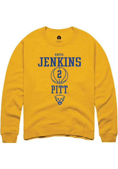 Amiya Jenkins Rally Mens Gold Pitt Panthers NIL Sport Icon Crew Sweatshirt