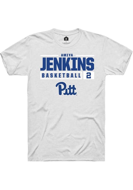 Amiya Jenkins White Pitt Panthers NIL Stacked Box Short Sleeve T Shirt