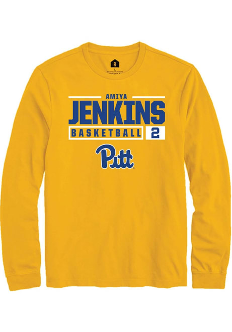 Amiya Jenkins Rally Mens Gold Pitt Panthers NIL Stacked Box Tee