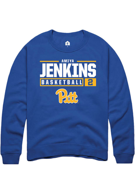 Amiya Jenkins Rally Mens Blue Pitt Panthers NIL Stacked Box Crew Sweatshirt