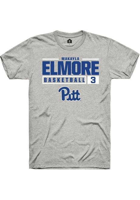 MaKayla Elmore Ash Pitt Panthers NIL Stacked Box Short Sleeve T Shirt