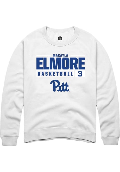 MaKayla Elmore Rally Mens White Pitt Panthers NIL Stacked Box Crew Sweatshirt