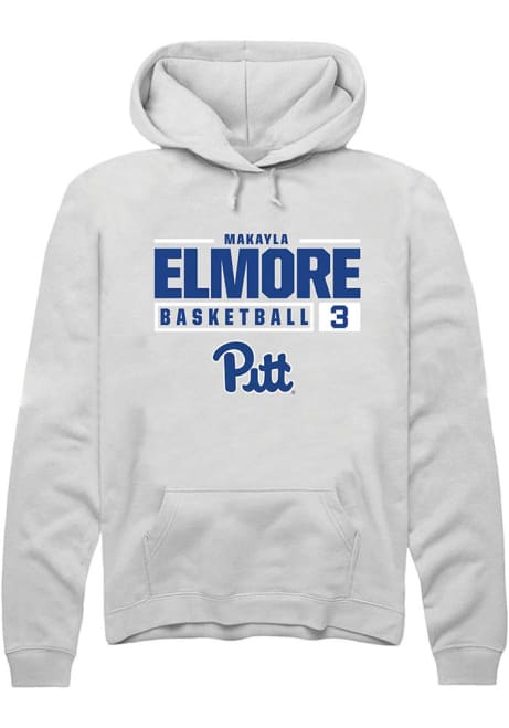 MaKayla Elmore Rally Mens White Pitt Panthers NIL Stacked Box Hooded Sweatshirt