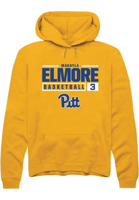 MaKayla Elmore Rally Mens Gold Pitt Panthers NIL Stacked Box Hooded Sweatshirt