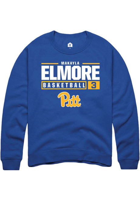 MaKayla Elmore Rally Mens Blue Pitt Panthers NIL Stacked Box Crew Sweatshirt