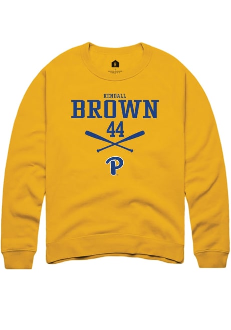 Kendall Brown Rally Mens Gold Pitt Panthers NIL Sport Icon Crew Sweatshirt