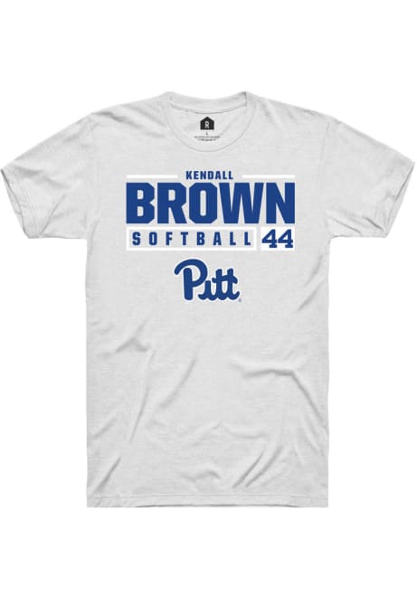 Kendall Brown White Pitt Panthers NIL Stacked Box Short Sleeve T Shirt