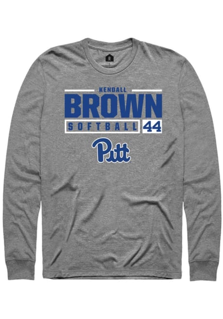 Kendall Brown Rally Mens Graphite Pitt Panthers NIL Stacked Box Tee