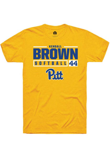 Kendall Brown Gold Pitt Panthers NIL Stacked Box Short Sleeve T Shirt