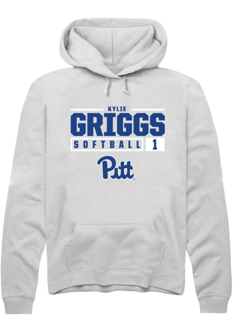 Kylie Griggs Rally Mens White Pitt Panthers NIL Stacked Box Hooded Sweatshirt