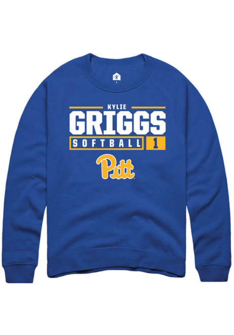 Kylie Griggs Rally Mens Blue Pitt Panthers NIL Stacked Box Crew Sweatshirt