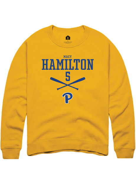 Macy Hamilton Rally Mens Gold Pitt Panthers NIL Sport Icon Crew Sweatshirt