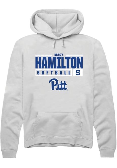 Macy Hamilton Rally Mens White Pitt Panthers NIL Stacked Box Hooded Sweatshirt