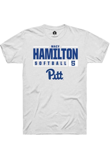 Macy Hamilton White Pitt Panthers NIL Stacked Box Short Sleeve T Shirt