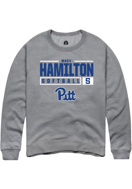 Macy Hamilton Rally Mens Graphite Pitt Panthers NIL Stacked Box Crew Sweatshirt