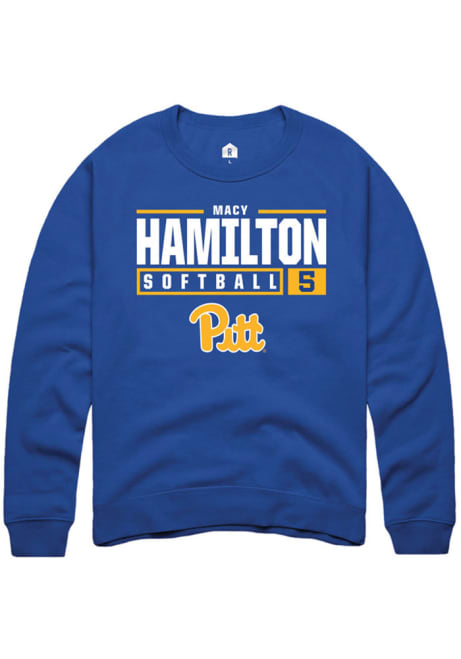 Macy Hamilton Rally Mens Blue Pitt Panthers NIL Stacked Box Crew Sweatshirt