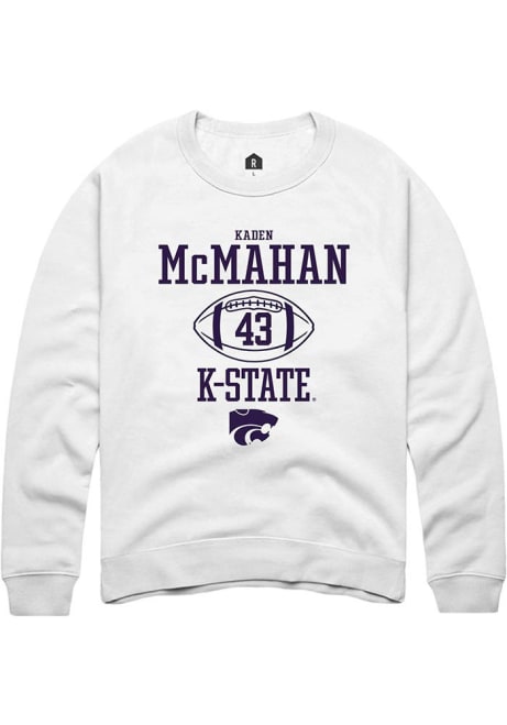 Kaden McMahan Rally Mens White K-State Wildcats NIL Sport Icon Crew Sweatshirt