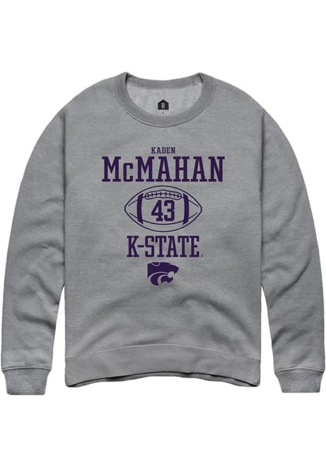 Kaden McMahan Rally Mens Graphite K-State Wildcats NIL Sport Icon Crew Sweatshirt