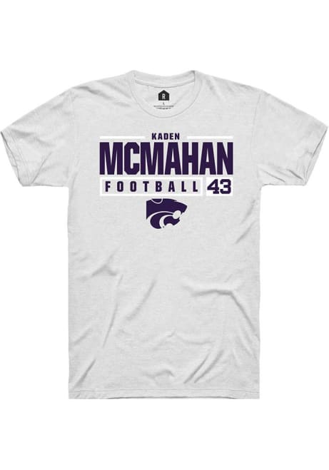 Kaden McMahan White K-State Wildcats NIL Stacked Box Short Sleeve T Shirt