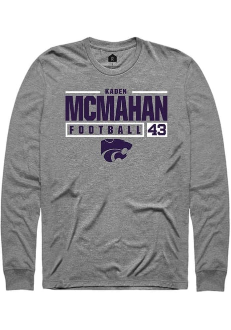 Kaden McMahan Rally Mens Graphite K-State Wildcats NIL Stacked Box Tee