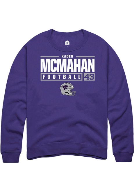 Kaden McMahan Rally Mens Purple K-State Wildcats NIL Stacked Box Crew Sweatshirt