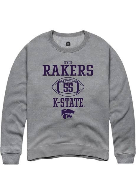 Kyle Rakers Rally Mens Graphite K-State Wildcats NIL Sport Icon Crew Sweatshirt