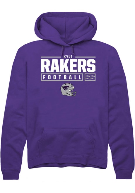 Kyle Rakers Rally Mens Purple K-State Wildcats NIL Stacked Box Hooded Sweatshirt