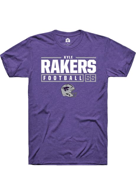 Kyle Rakers Purple K-State Wildcats NIL Stacked Box Short Sleeve T Shirt